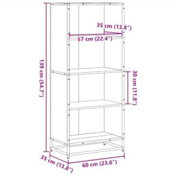 Berkfield Home Bookcase Brown Oak 60x35x139 cm Engineered Wood - Size: 60 x 35 x 139 cm - thumbnail 9