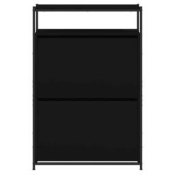 Berkfield Home Shoe Cabinet Black 75x34x112 cm Engineered Wood - Size: 75 x 34 x 112 cm - thumbnail 5