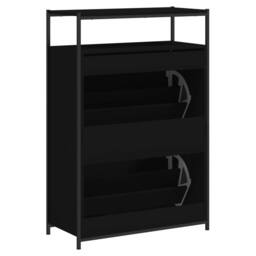 Berkfield Home Shoe Cabinet Black 75x34x112 cm Engineered Wood - Size: 75 x 34 x 112 cm - thumbnail 7