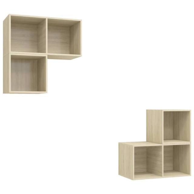 Berkfield Home 4 Piece TV Cabinet Set Sonoma Oak Engineered Wood in Light Tan - image 1