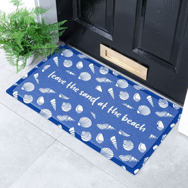 Artsy Mats Leave The Sand At The Beach Doormat (70 x 40cm) in Blue - Size: 40 cm x 70 cm - image 1