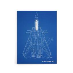 "Artery8 Grumman F 14 Tomcat US Fighter Blueprint Canvas Wall Art Print in Blue - Size: W18"" x H24""" - thumbnail 1