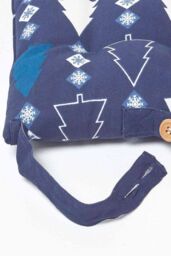 Homescapes 4 Pack Seat Pads Luxury Cotton Christmas Blue Winterland Indoor Outdoor Cushion - thumbnail 4