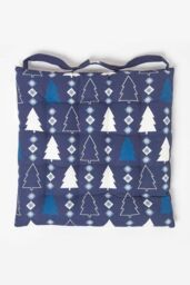Homescapes 4 Pack Seat Pads Luxury Cotton Christmas Blue Winterland Indoor Outdoor Cushion - thumbnail 3