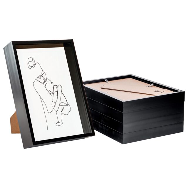 "Nicola Spring Deep Box Photo Frame - A4 (8 x 12"") - Pack of 5 in Black" - image 1