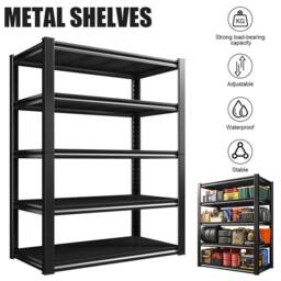 EONLION 5 Tier Boltless Garage Storage Shelving Steel Racking in Black - Size: 1000mm × 2000mm - thumbnail 1