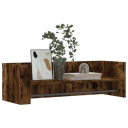 Berkfield Home Wall Shelf Smoked Oak 100x35x30.5 cm Engineered Wood in Brown - thumbnail 3