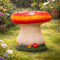 FLAVORA Tangerine-Mushroom Garden Stool Seat in Tangerine - Size: 0.6m2 - thumbnail 2