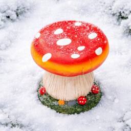 FLAVORA Tangerine-Mushroom Garden Stool Seat in Tangerine - Size: 0.6m2 - thumbnail 4