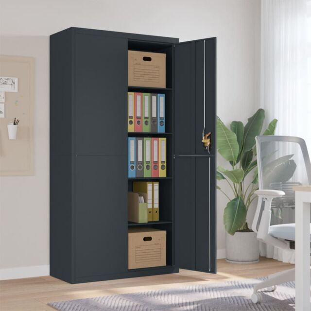 Berkfield Home File Cabinet Anthracite 90x40x180 cm Steel in Black - Size: 90 x 40 x 180 cm - image 1
