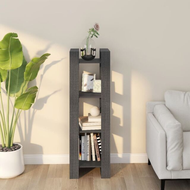 Berkfield Home Book Cabinet/Room Divider Grey 41x35x125 cm Solid Wood Pine - Size: 41 x 35 x 125 cm - image 1