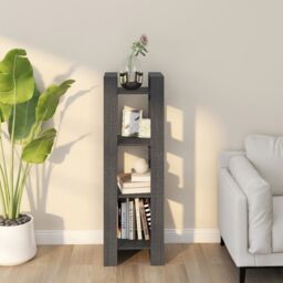 Berkfield Home Book Cabinet/Room Divider Grey 41x35x125 cm Solid Wood Pine - Size: 41 x 35 x 125 cm - thumbnail 1