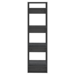 Berkfield Home Book Cabinet/Room Divider Grey 41x35x125 cm Solid Wood Pine - Size: 41 x 35 x 125 cm - thumbnail 4