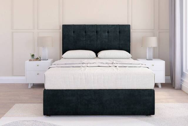 "Sloomy Highbury Naples Divan Base No Drawers - 54"" Headboard in Black - Size: Double" - image 1