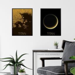 Artery8 Pack of 4 NASA Our Solar System The Sun & Saturn's Moon Titan Images Ligeia Mare Lake Crescent Moon Unframed Wall Art Living Room Prints Set - thumbnail 6
