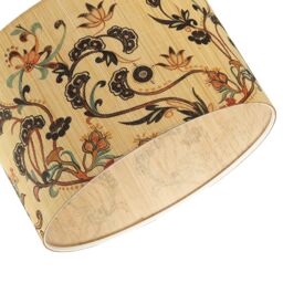 Happy Homewares Contemporary Multi Coloured Floral Bamboo Round Pendant Lamp Shade - thumbnail 3