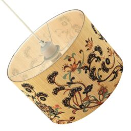 Happy Homewares Contemporary Multi Coloured Floral Bamboo Round Pendant Lamp Shade - thumbnail 4