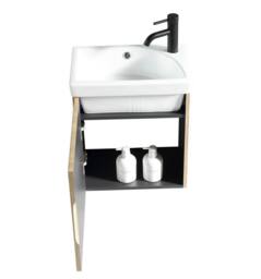 Bathroom Kingdom Flauto Oak Wall Hung Cloakroom Vanity Basin 450mm - thumbnail 3