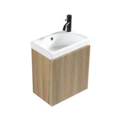 Bathroom Kingdom Flauto Oak Wall Hung Cloakroom Vanity Basin 450mm - thumbnail 1