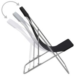 Berkfield Home Folding Beach Chairs 2 pcs Steel & Oxford Fabric Black - thumbnail 5