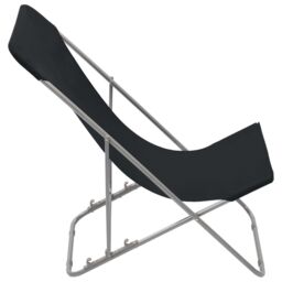 Berkfield Home Folding Beach Chairs 2 pcs Steel & Oxford Fabric Black - thumbnail 4