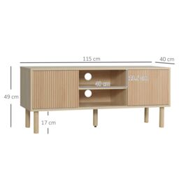 "HOMCOM TV Stand Cabinet for TVs up to 50"" with Sliding Doors, Natural" - thumbnail 3