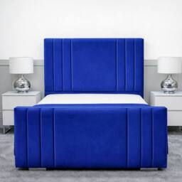 Living Comfort Bedz Canberra Upholstered Gas Lift Storage Bed with 48 Inch Headboard in Blue - Size: Single - thumbnail 2