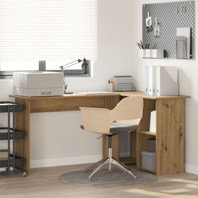 Berkfield Home Artisan Oak Computer Desk Artisan oak Particle board Medium in Brown - image 1