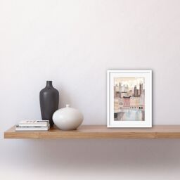 "Artery8 Wall Art Print Bath Georgian Architecture Pastel Colour Cityscape Artwork Framed 9X7 Inch in White - Size: W7"" x H9""" - thumbnail 2