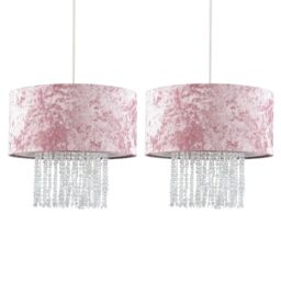 ValueLights Boland Pair of Pink Ceiling Pendant Droplets Shade - thumbnail 2
