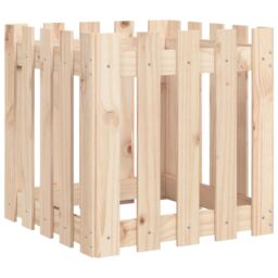 Berkfield Home Garden Planter with Fence Design 50x50x50 cm Solid Wood Pine in Brown - Size: 50 x 50 x 50 cm - thumbnail 2