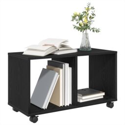 Berkfield Home End Table with Wheels Black Oak 72x33x42, 5 cm Engineered Wood - thumbnail 3