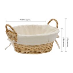 JVL Hand Woven Acacia Round Willow Storage Basket with Lining in Gold - Size: Small - thumbnail 6