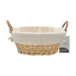 JVL Hand Woven Acacia Round Willow Storage Basket with Lining in Gold - Size: Small