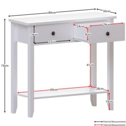 Home Discount Vida Designs Windsor Wooden Console Table Hallway with drawers in White - Size: Medium - thumbnail 2