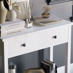 Home Discount Vida Designs Windsor Wooden Console Table Hallway with drawers in White - Size: Medium - thumbnail 6