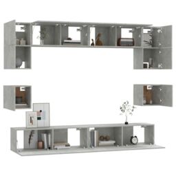Berkfield Home 8 Piece TV Cabinet Set Concrete Grey Engineered Wood - thumbnail 4
