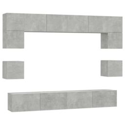 Berkfield Home 8 Piece TV Cabinet Set Concrete Grey Engineered Wood - thumbnail 2