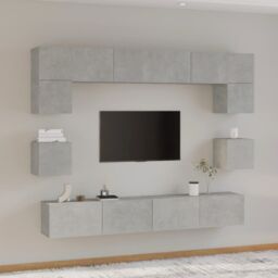 Berkfield Home 8 Piece TV Cabinet Set Concrete Grey Engineered Wood - thumbnail 1