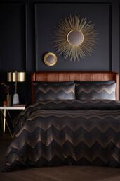 Laurence Llewelyn-Bowen 'Cocktail' Geometric Jacquard Duvet Cover Set in Black - Size: Super King - thumbnail 1