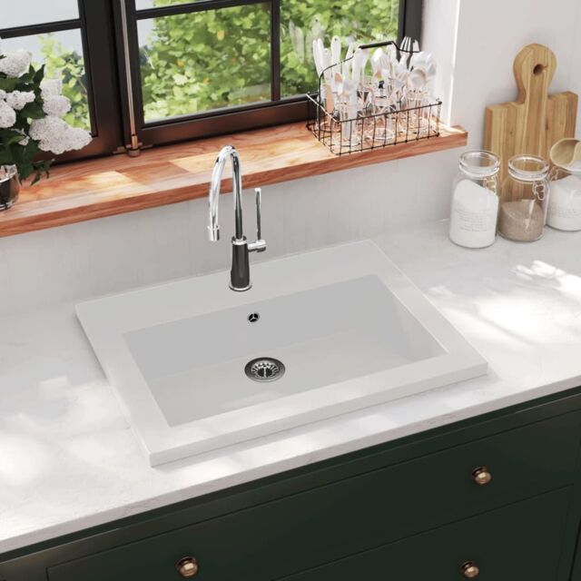 Berkfield Home Granite Basin 600x450x120 mm White - image 1
