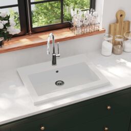 Berkfield Home Granite Basin 600x450x120 mm White - thumbnail 1