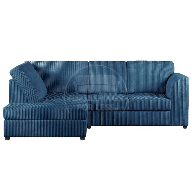 Furnishings For Less UK Luxor Jumbo Cord 4 Seater Corner sofa Left Hand Facing - Full Back in Blue - image 1