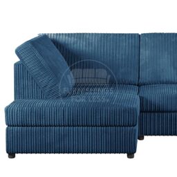 Furnishings For Less UK Luxor Jumbo Cord 4 Seater Corner sofa Left Hand Facing - Full Back in Blue - thumbnail 2