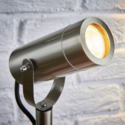 Netlighting Palin Outdoor 310Mm Spike IP44 7W Brushed Stainless Steel & Clear Glass in Grey - thumbnail 2