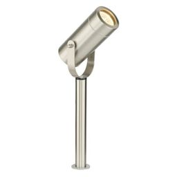 Netlighting Palin Outdoor 310Mm Spike IP44 7W Brushed Stainless Steel & Clear Glass in Grey