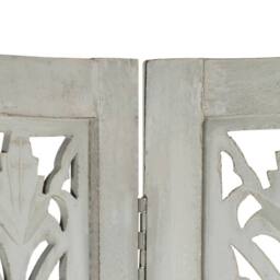 Berkfield Home Hand Carved 5-Panel Room Divider Grey 200x165 cm Solid Mango Wood - thumbnail 4