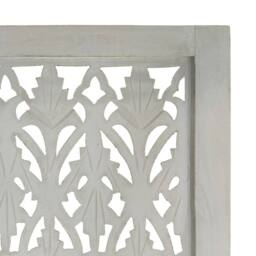 Berkfield Home Hand Carved 5-Panel Room Divider Grey 200x165 cm Solid Mango Wood - thumbnail 5