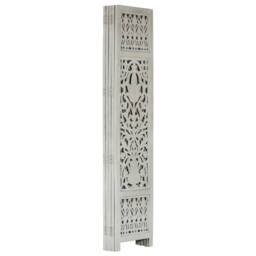 Berkfield Home Hand Carved 5-Panel Room Divider Grey 200x165 cm Solid Mango Wood - thumbnail 3