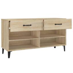 Berkfield Home Shoe Cabinet Sonoma Oak 102x35x55 cm Engineered Wood in Light Brown - Size: 102 x 35 x 55 cm - thumbnail 7